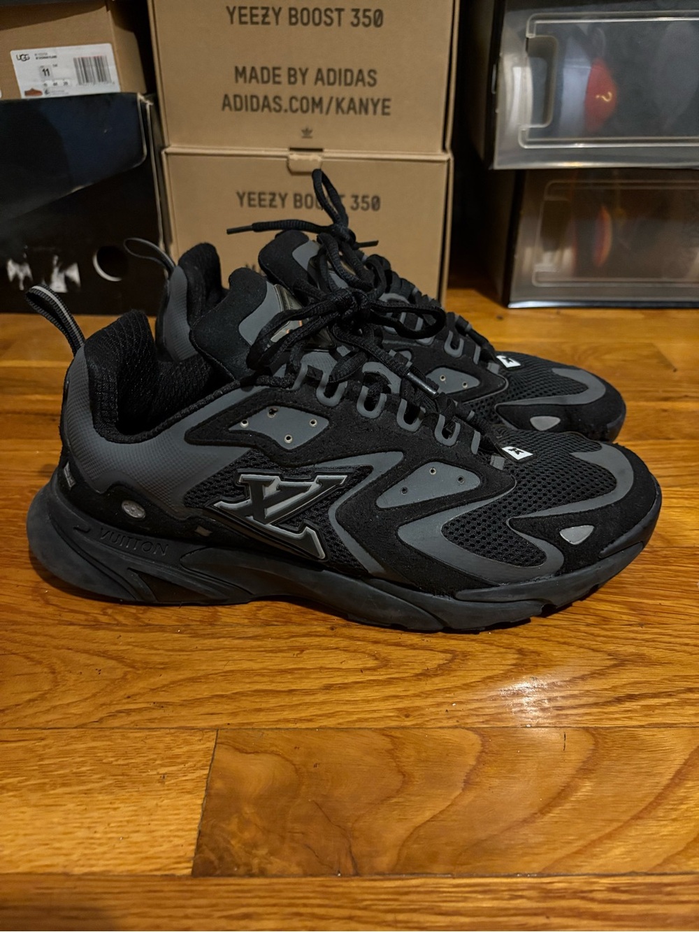 Louis Vuitton Men's Black and Gray Athletic Sneakers